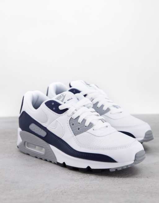 Nike Air Max 90 trainers in white grey and black