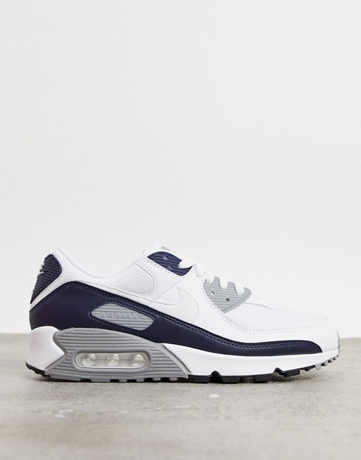 Nike Air Max 90 trainers in white/grey