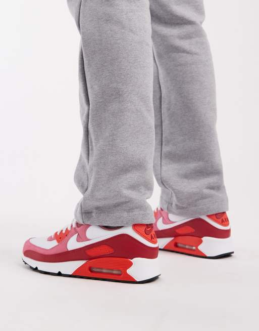Nike Air Max 90 trainers in white, pink and burgundy, 4 of 5