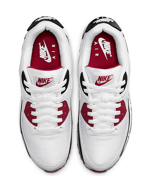Nike Air Max 90 trainers in white/red