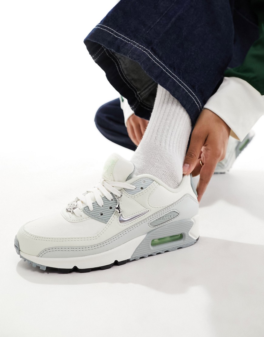 Nike Air Max 90 trainers NN in silver and off white