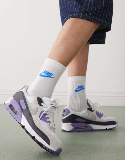 Nike Air Max 90 unisex trainers in grey and purple - view 1