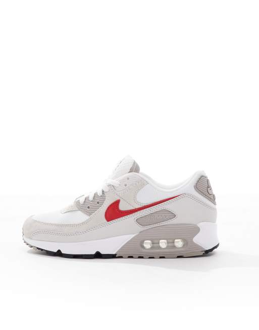 Nike Air Max 90 unisex trainers in white and red