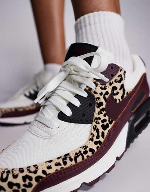Nike – Air Max 90 – Vita och leopardmönstrade träningsskor, 4 av 5