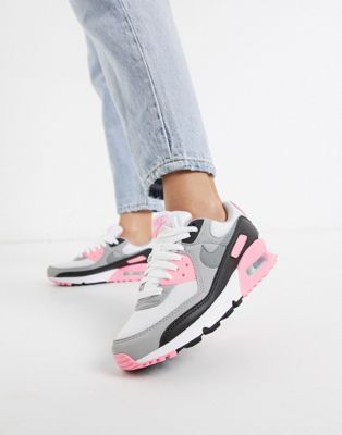 Nike Air Max 90 White And Pink Sneakers 
