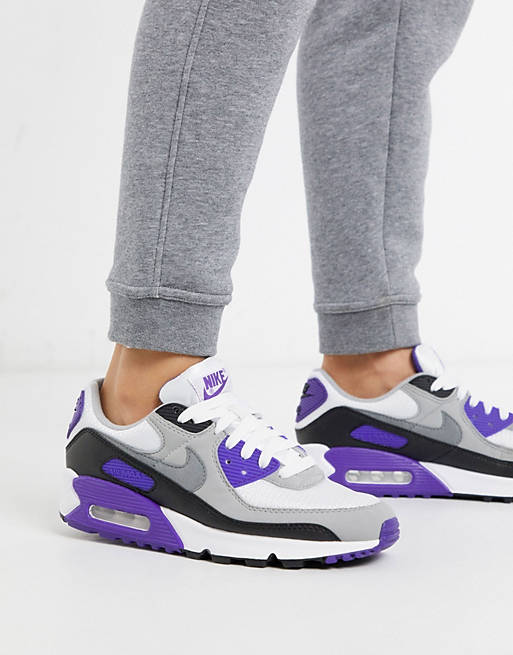 Nike Air Max 90 white and purple trainers