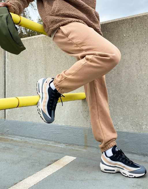 Nike Air Max 95 Ess trainers in black and stone ASOS