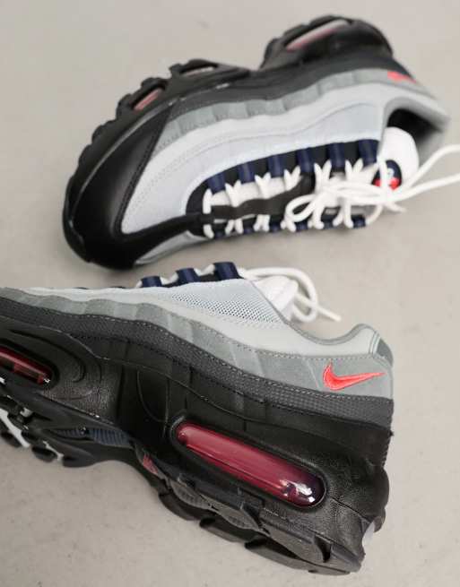 Nike Air Max 95 Essential trainers in grey, black and red