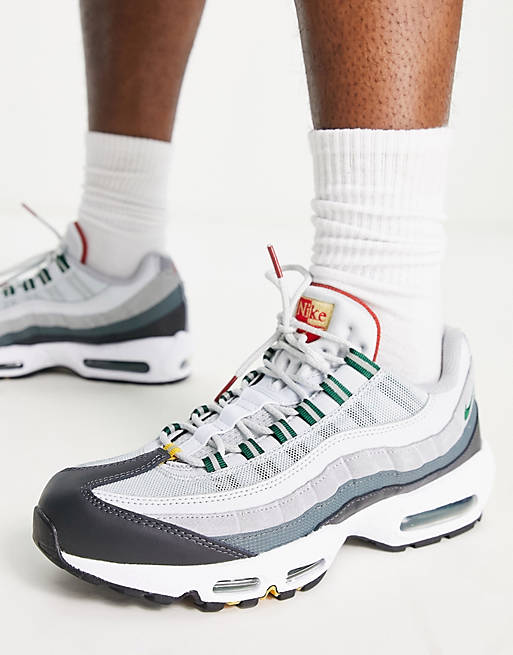 Nike Air Max 95 Essential Trainers In Pure Platinum And Green | Asos