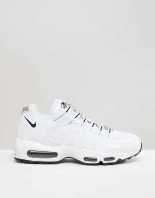 nike air max 95 leather trainers in triple white