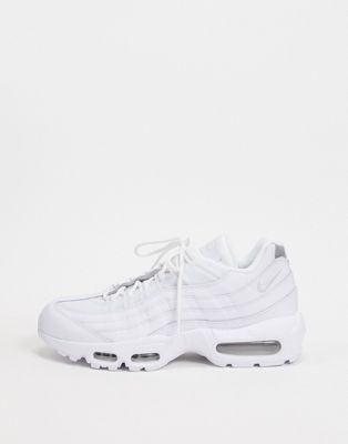 nike air max 95 leather trainers in triple white