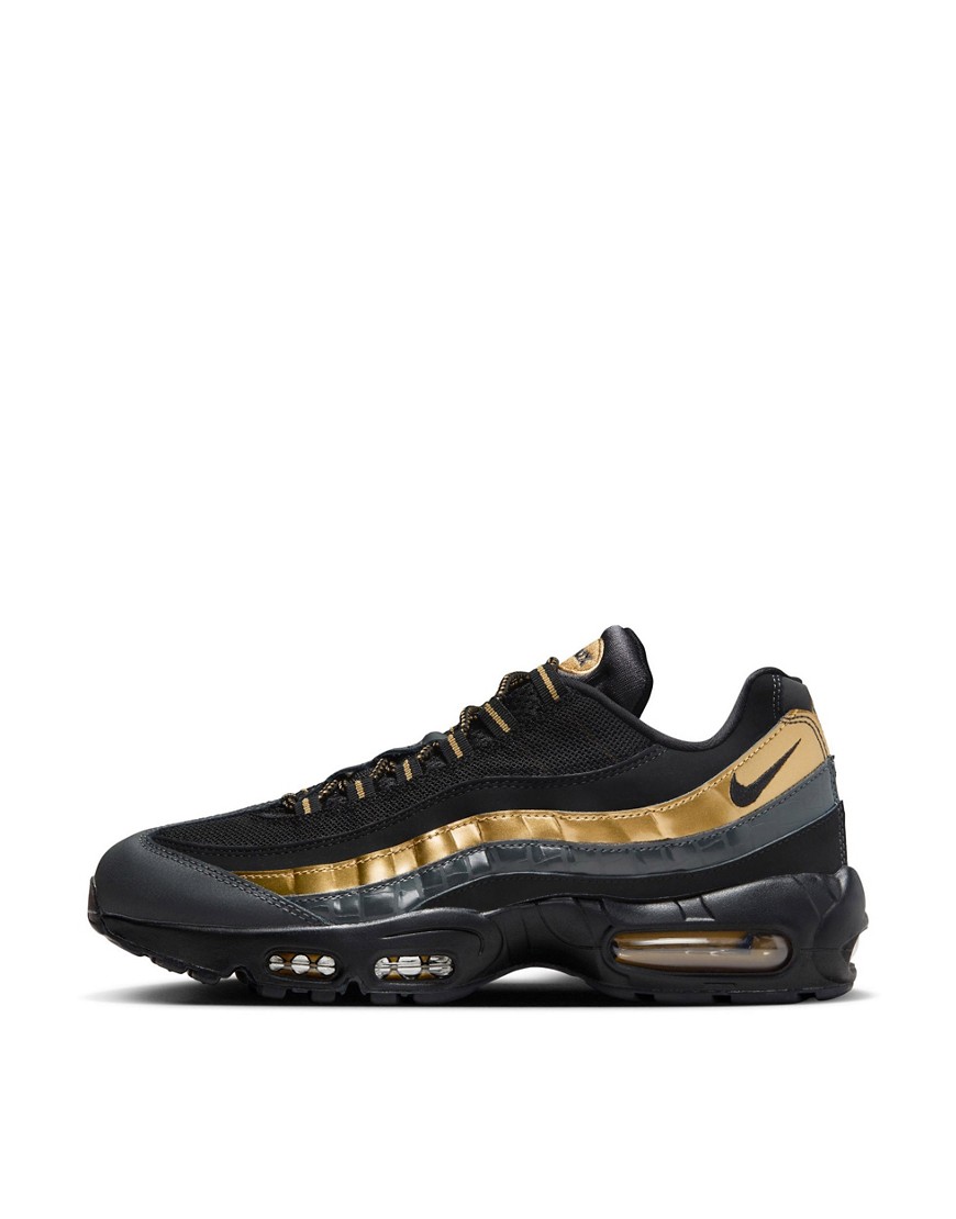 Shop Nike Air Max 95 Premium Sneakers In Black And Gold