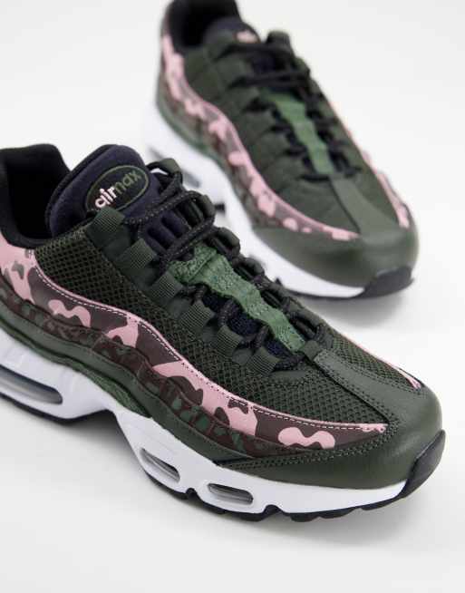 Nike Air Max 95 trainers in green and pink leopard print