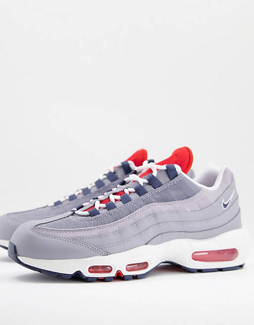 Nike Air Max 95 trainers in grey and red