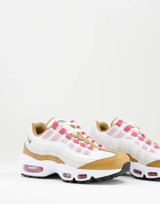 Nike Air Max 95 trainers in off white and brown