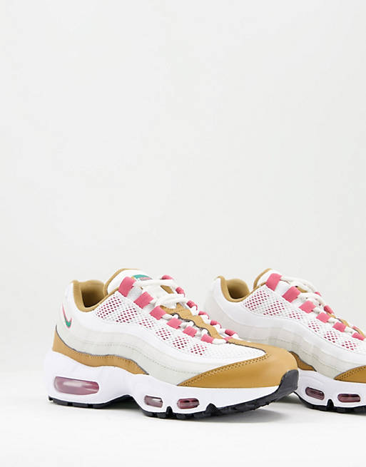 Nike Air Max 95 trainers in off white and brown