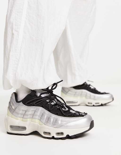 Air max 95 black and silver sale