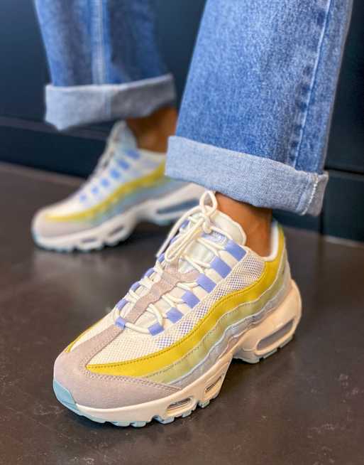 Nike Air Max 95 trainers in white and marine blue mix