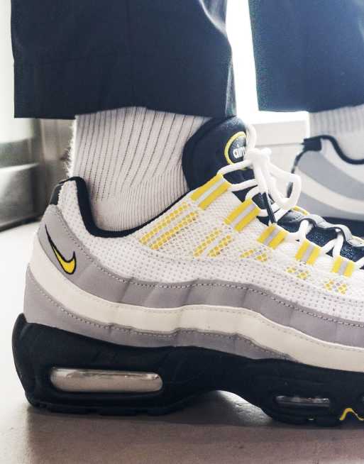 Nike Air Max 95 trainers in white and tour yellow | ASOS