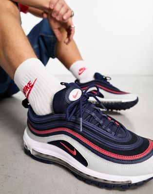 Nike Air Max 97 trainers in navy, red and white - ASOS Price Checker