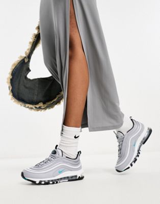 Nike Air Max 97 satin trainers in silver and teal - ASOS Price Checker
