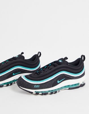 Nike Air Max 97 Emerald Pack trainers in black and turqouise - ASOS Price Checker