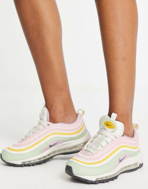 Nike Air Max 97 sneakers in phantom gray plum fog honeydew