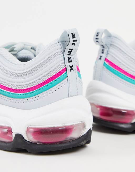 Nike Air Max 97 sneakers in pure platinum/pink prime