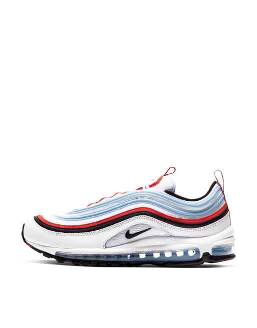 Nike Air Max 97 sneakers in white blue and red