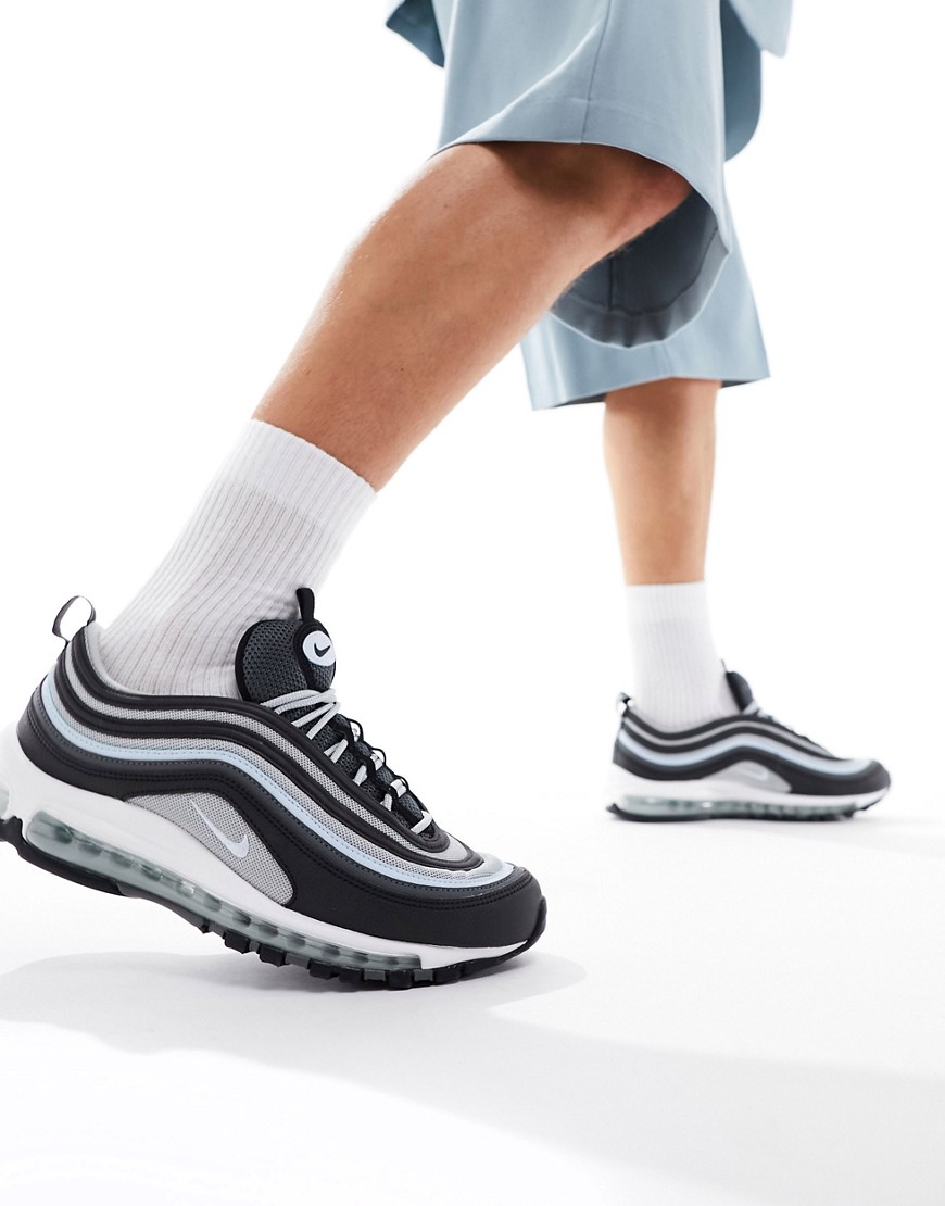 Nike Air Max 97 trainers in black and blue grey