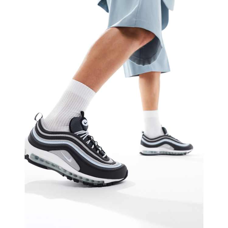 Nike Air Max 97 trainers in black and blue grey