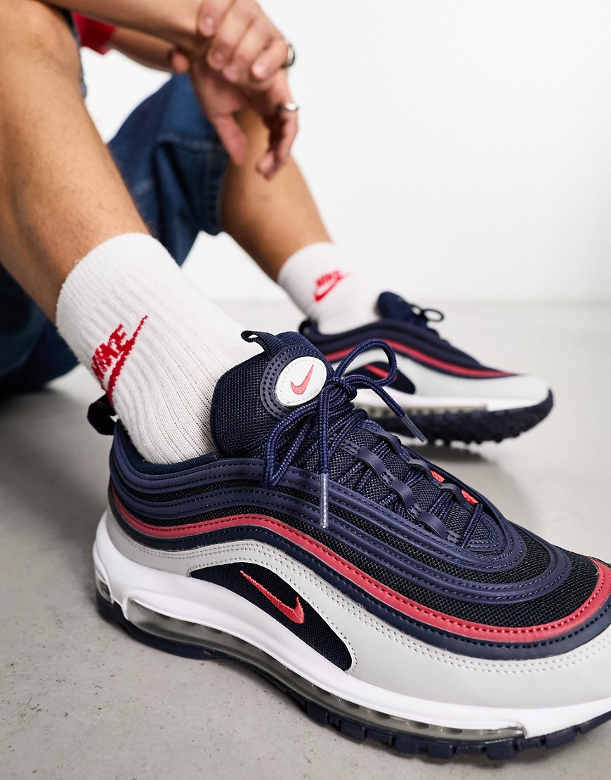 Nike Air Max 97 trainers in navy, red and white