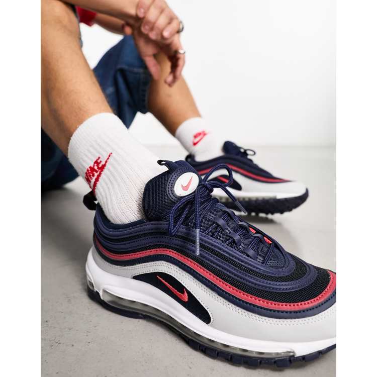 Air max 97 white with red and hot sale blue stripe