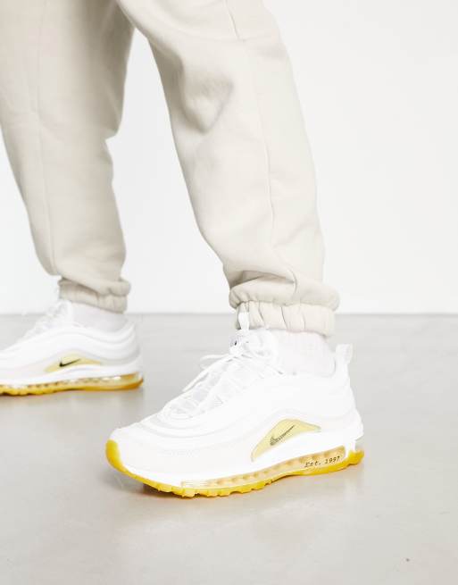 Nike Air Max 97 trainers in white and lemon