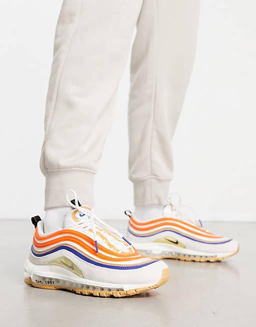 Nike Air Max 97 Trainers In White And Orange | Asos
