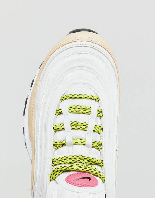 Nike air max 97 trainers with pink swoosh sale