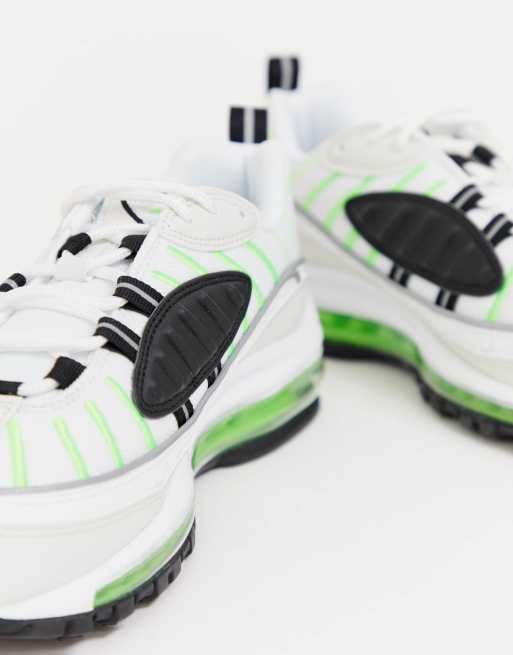 Nike Air Max 98 Baskets Blanc et vert fluo