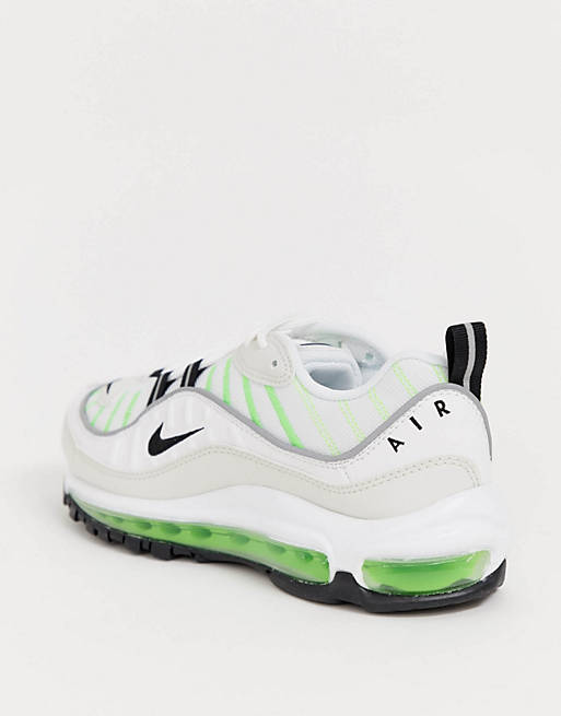 Nike - Air Max 98 - Baskets - Blanc et vert fluo