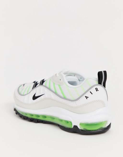 Nike Air Max 98 Baskets Blanc et vert fluo ASOS