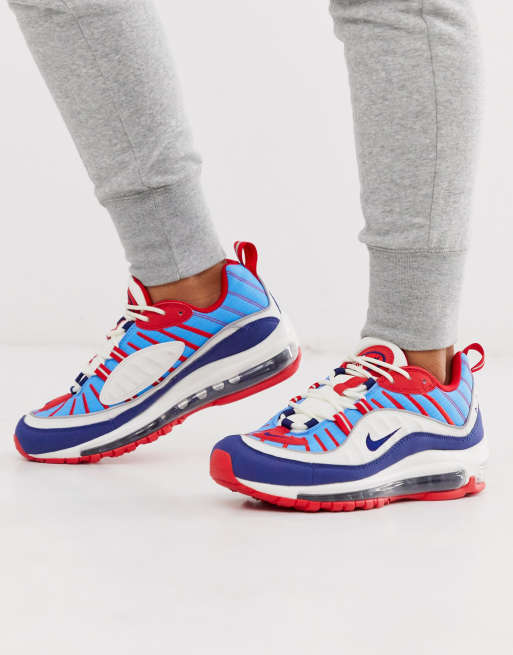 Air max 98 2025 bleu et rouge