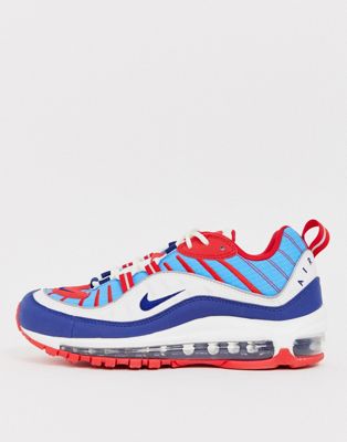 Nike - Air Max 98 - Sneakers rosse bianche e blu | ASOS