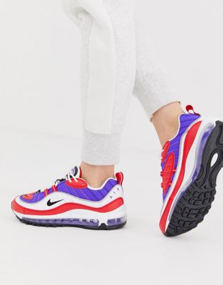 Nike - Air Max 98 - Sneakers rosse viola e bianche | ASOS