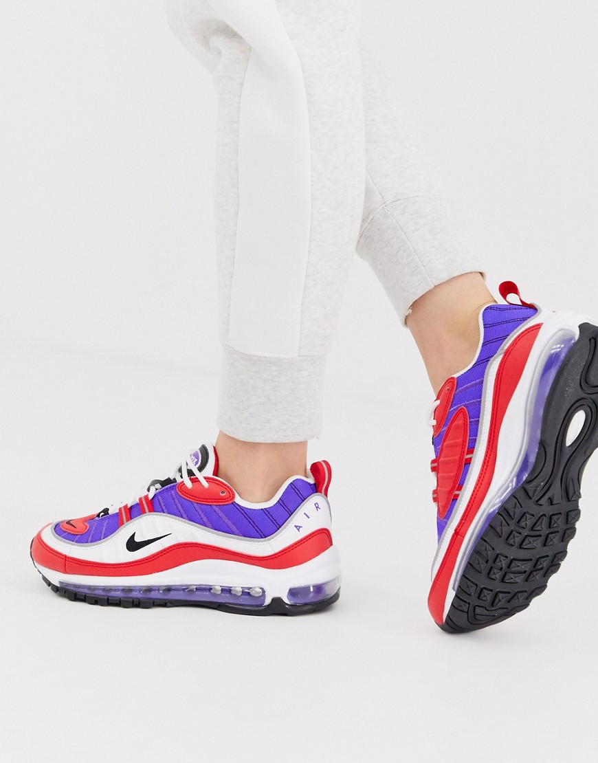 Nike - Air Max 98 - Sneakers rosse viola e bianche-Rosso