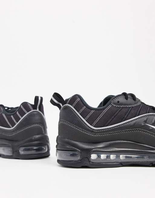 Nike Air Max 98 trainers in black and silver