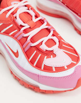 Nike Air Max 98 trainers in red/pink 