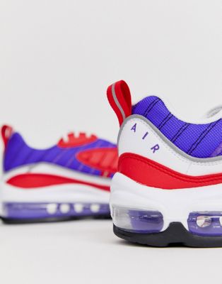 nike air max 98 trainers in red purple and white