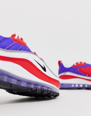 nike air max 98 trainers in red purple and white