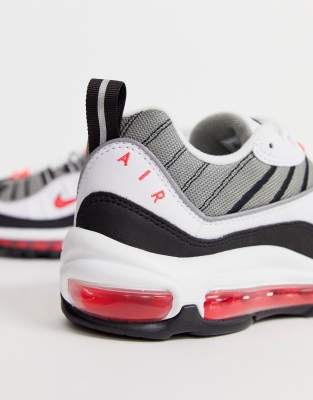 nike air max 98 trainers in white grey and pink