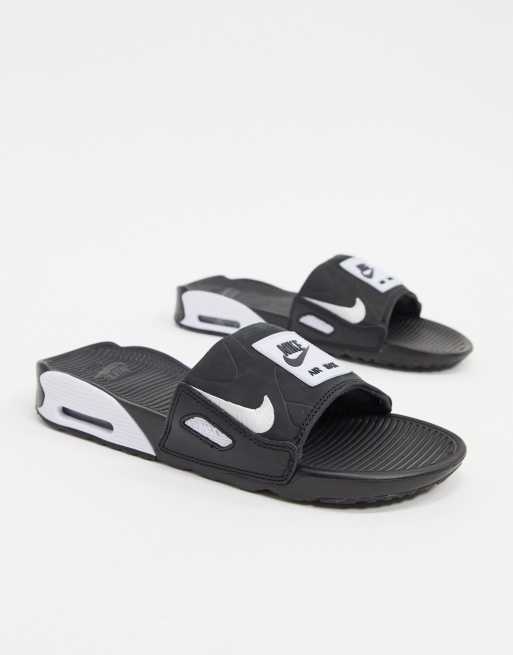 Nike slides half black half outlet white