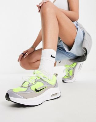 Nike Air Max Bliss trainers in silver and neon yellow